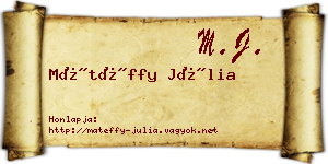 Mátéffy Júlia névjegykártya