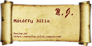 Mátéffy Júlia névjegykártya